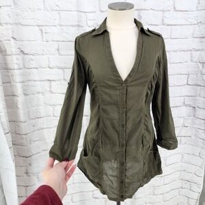 Vintage Y2K Wet Seal Forest Fairy Tunic Top Green Grunge Boho Cottage Large